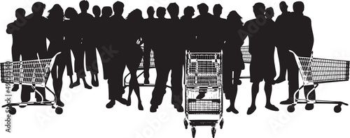 Consumers with shopping carts