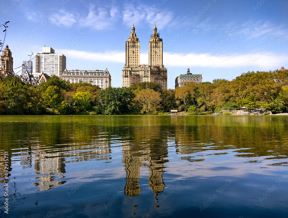 The San Remo Building Reflected from The Lake in Central Park, Manhattan, New york