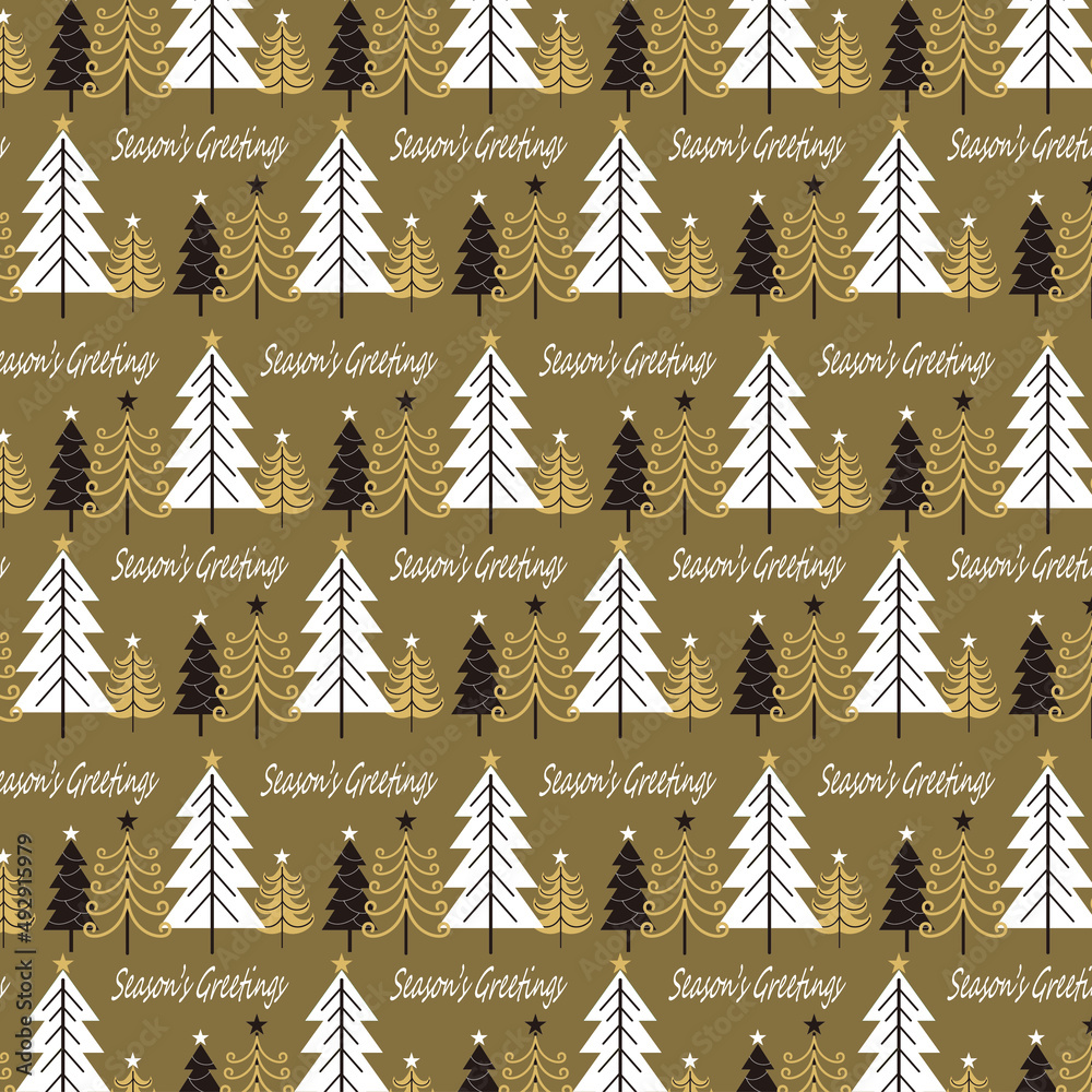 Fototapeta premium christmas trees seamless pattern