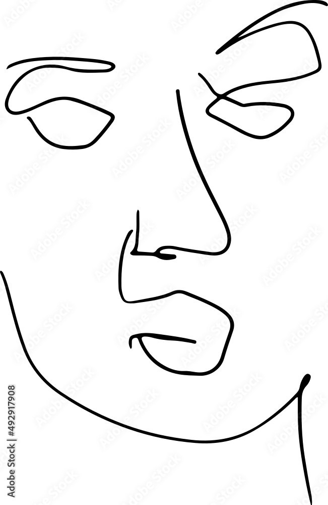 Trendy vector set of illustrations in minimal linear style. Face continuous line art. Trendy vector set of illustrations in minimal linear style. Face continuous line art.