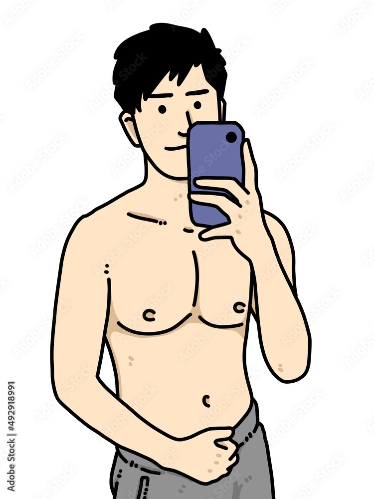 Fototapeta premium cute man cartoon on white background