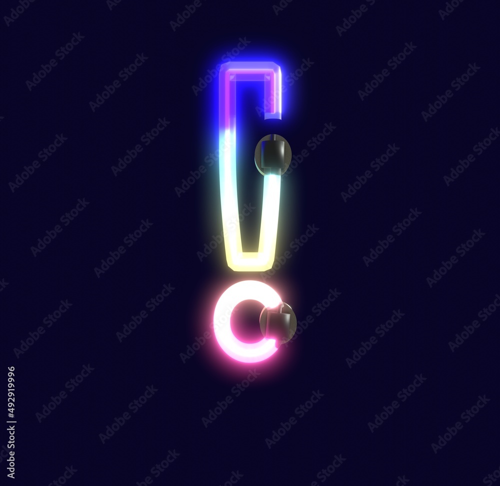 Neon Lights Themed Characters Exclamation Point Neon Lights Themed Characters Exclamation Point