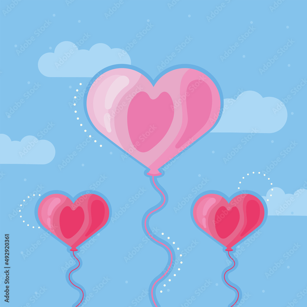 pink balloons helium heart shape