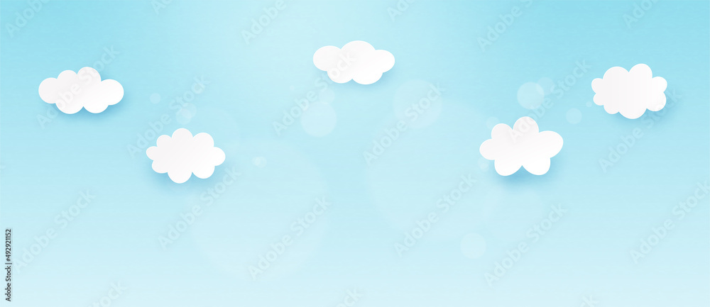 White cloud on blue sky background.Paper art vector illustration. White cloud on blue sky background.Paper art vector illustration.