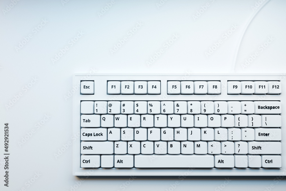 3d illustration, close up of the realistic computer or laptop keyboard on white background . Gaming keyboard with LED backlit 3d illustration, close up of the realistic computer or laptop keyboard on white background . Gaming keyboard with LED backlit