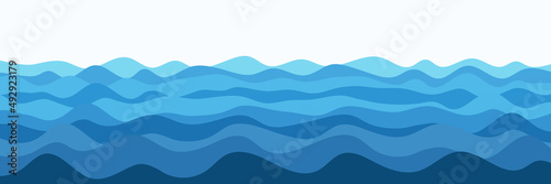 Vector drawing of waves on the sea, natural background