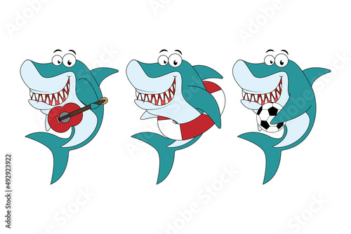 cute shark animal cartoon illustration