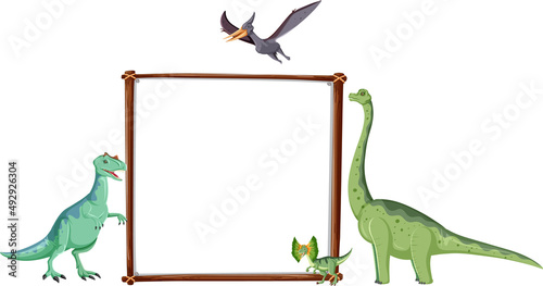 Banner template design with many dinosaurs