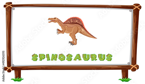 Frame template with dinosaurs and text spinosaurus design inside