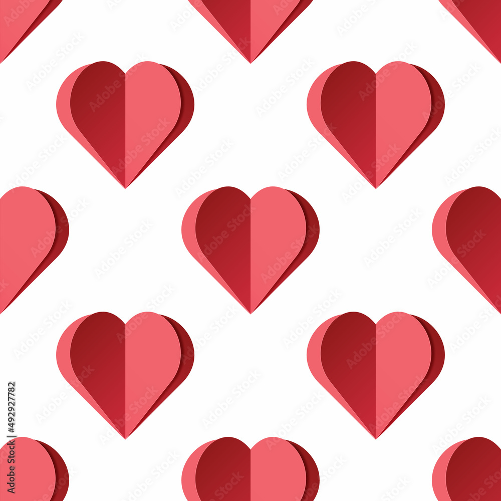 Hearts balloons seamless pattern. Vector paper symbols of love flying on background for Happy Mother's or Valentine's Day greeting card design