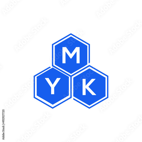 MYK letter logo design on White background. MYK creative initials letter logo concept. MYK letter design.  photo