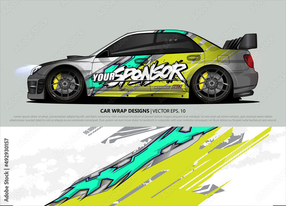 Race car wrap design vector for vehicle vinyl sticker and automotive decal livery
Race car wrap design vector for vehicle vinyl sticker and automotive decal livery