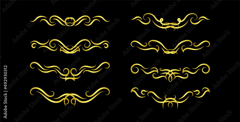 Gold Borders Elements Set Collection, ornament Vector Gold Borders Elements Set Collection, ornament Vector