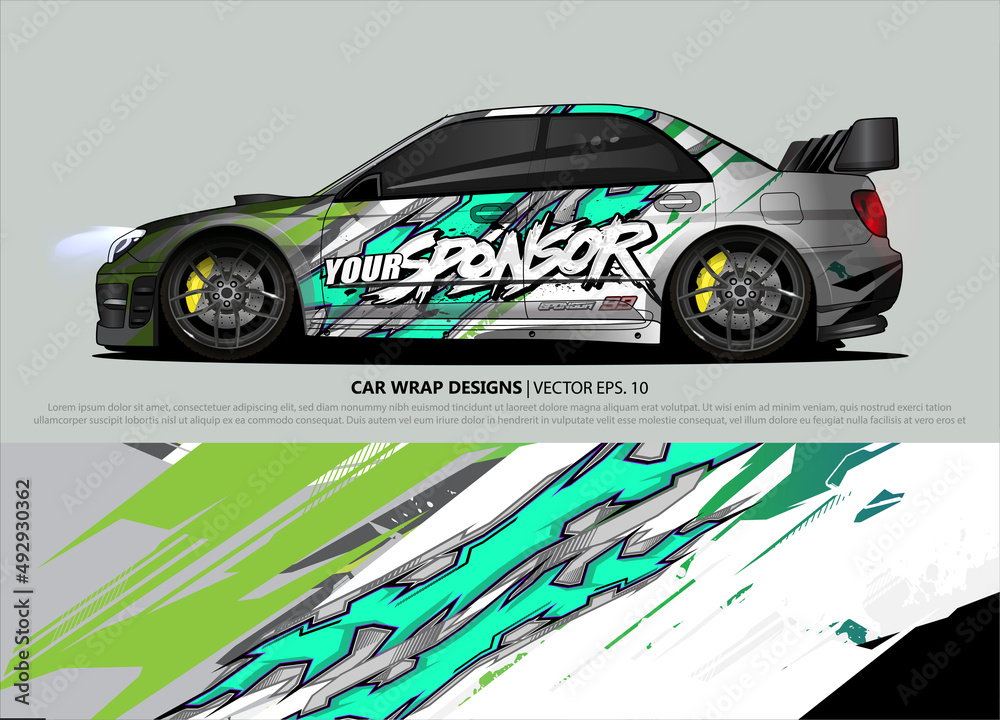 Race car wrap design vector for vehicle vinyl sticker and automotive decal livery
Race car wrap design vector for vehicle vinyl sticker and automotive decal livery