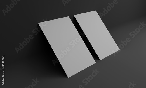 poster standing on wall mockup template 3d render