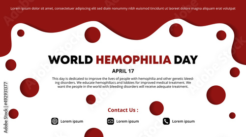 World hemophilia day banner design with cutting paper art style of bleeding