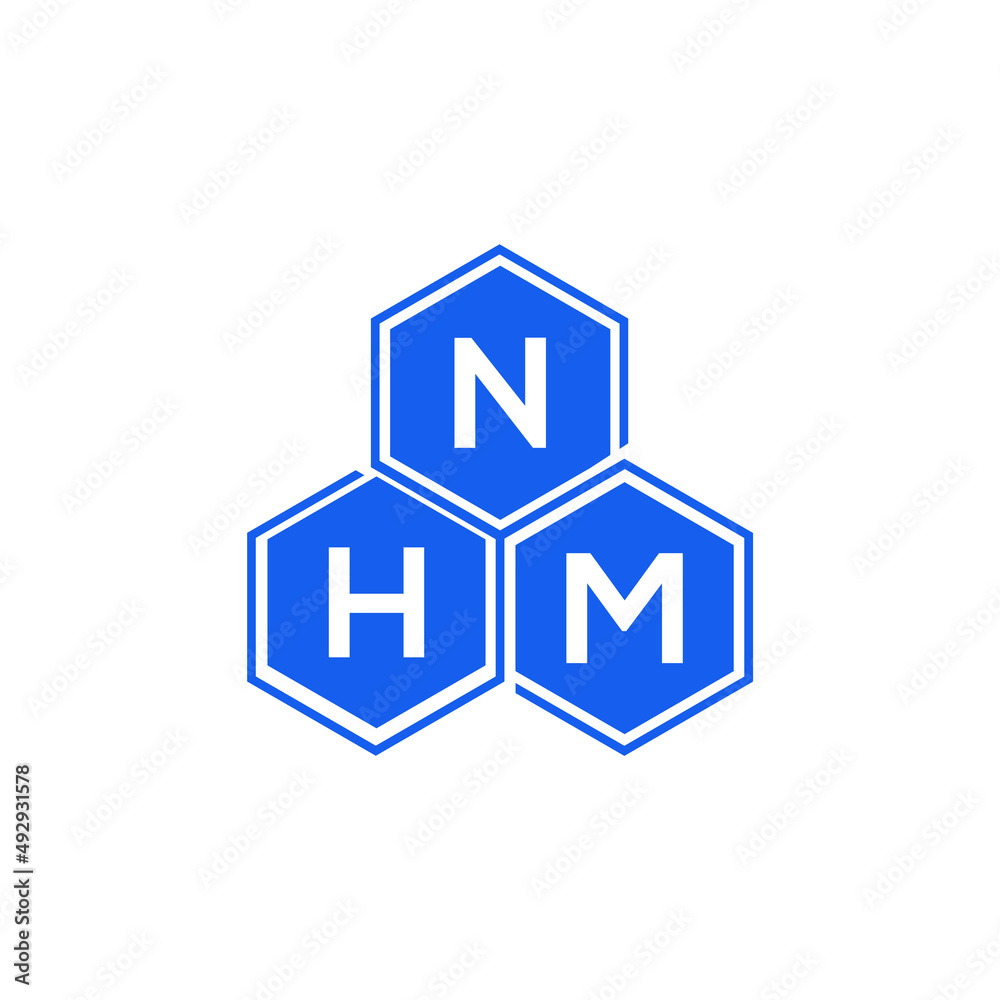 NHM letter logo design on White background. NHM creative initials letter logo concept. NHM letter design. 