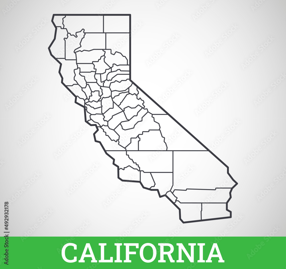 Simple outline map of California. Vector graphic illustration.