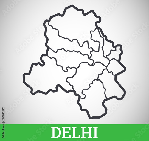 Simple outline map of Delhi. Vector graphic illustration.