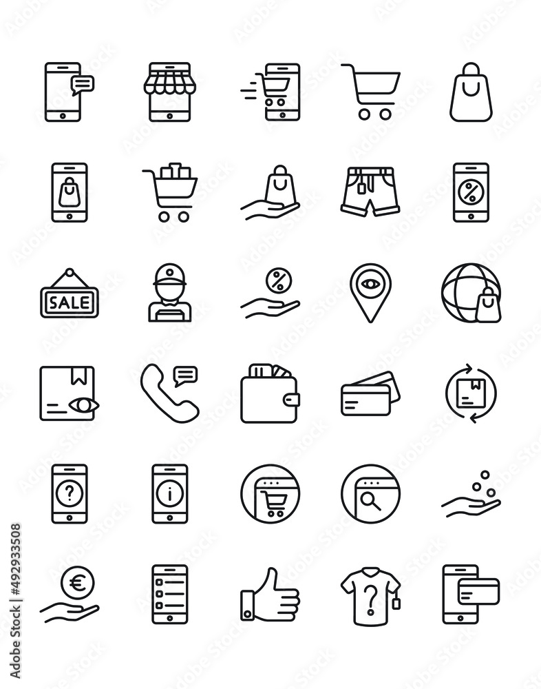 Online Shopping Icon Set 30 isolated on white background
