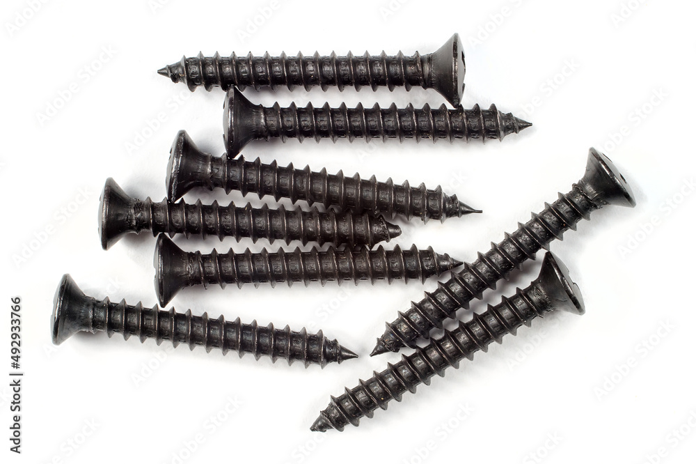 The screws are black on a white background. The screws are black on a white background.