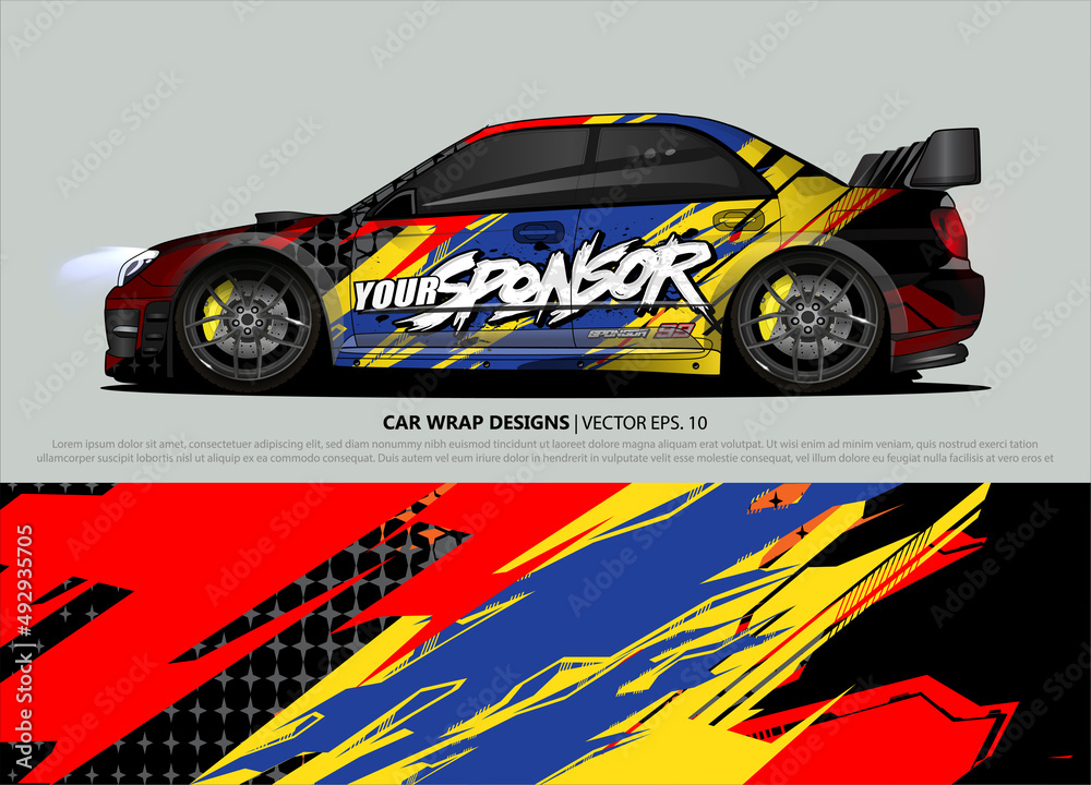 Car wrap decal design vector. abstract Graphic background kit designs for vehicle, race car, rally, livery, sport car
Car wrap decal design vector. abstract Graphic background kit designs for vehicle, race car, rally, livery, sport car