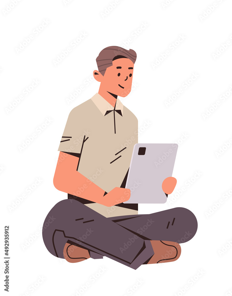 businessman freelancer using tablet pc social media communication digital addiction concept businessman freelancer using tablet pc social media communication digital addiction concept