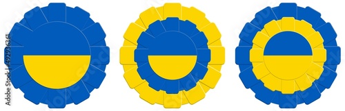 A drawn cotillion and flag symbol in the national applause of Ukraine.