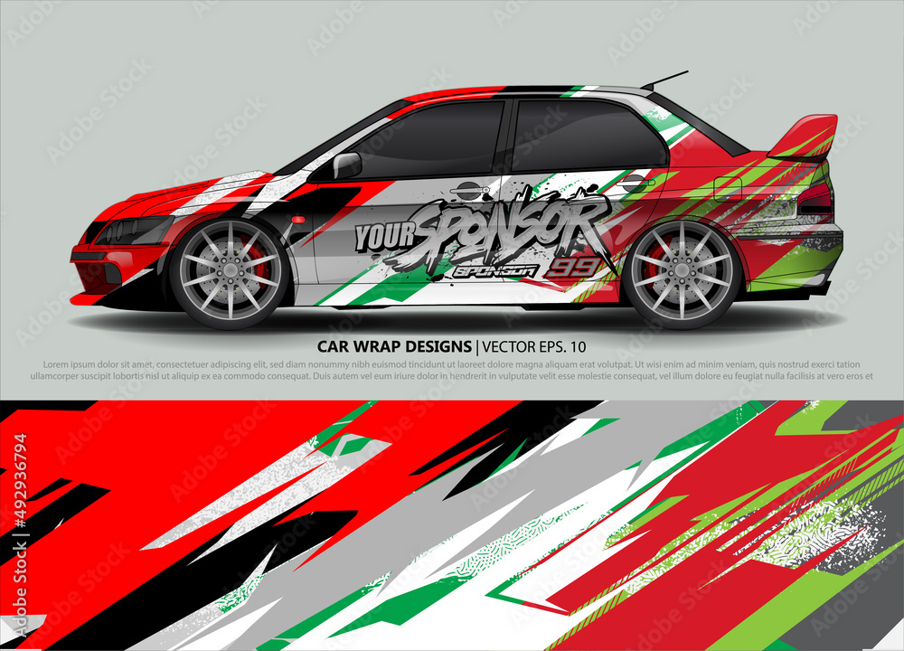 Car wrap decal design vector. abstract Graphic background kit designs for vehicle, race car, rally, livery, sport car
Car wrap decal design vector. abstract Graphic background kit designs for vehicle, race car, rally, livery, sport car