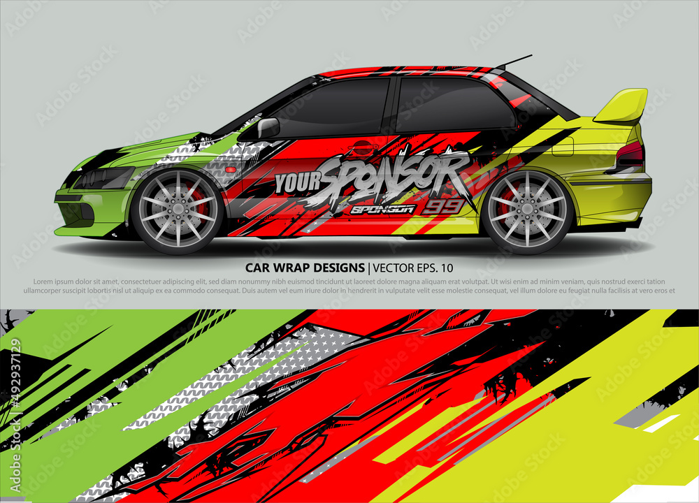 Car wrap decal design vector. abstract Graphic background kit designs for vehicle, race car, rally, livery, sport car
Car wrap decal design vector. abstract Graphic background kit designs for vehicle, race car, rally, livery, sport car