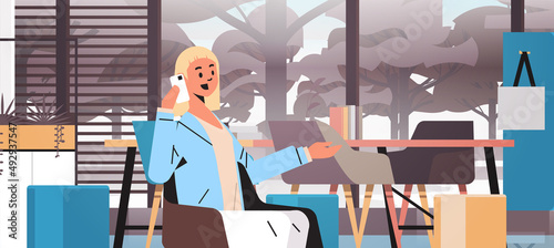 businesswoman talking on phone girl using smartphone keeping conversation with someone communication
