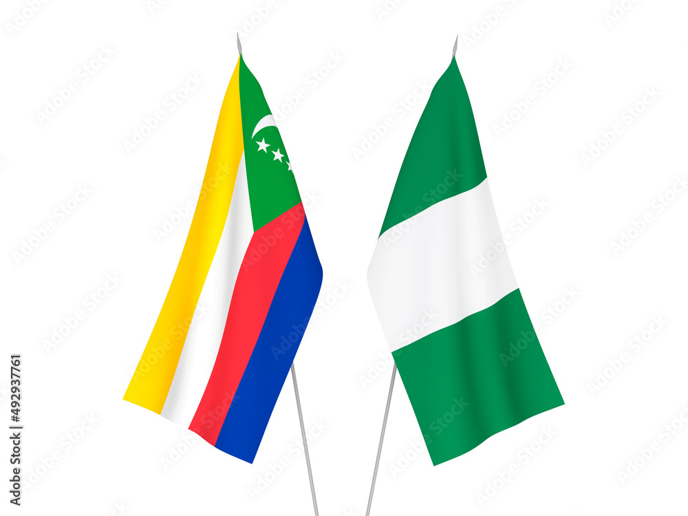 Nigeria and Union of the Comoros flags Nigeria and Union of the Comoros flags