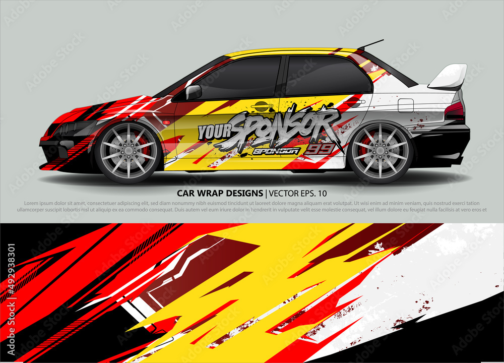Car wrap decal design vector. abstract Graphic background kit designs for vehicle, race car, rally, livery, sport car
Car wrap decal design vector. abstract Graphic background kit designs for vehicle, race car, rally, livery, sport car