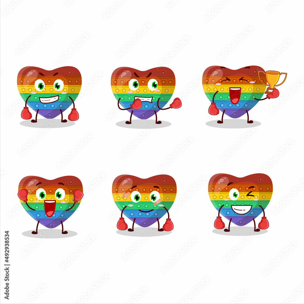 Obraz premium A sporty pop it love boxing athlete cartoon mascot design