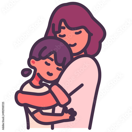 Hug with family