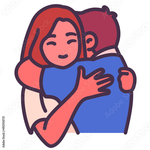 Hug with couple
