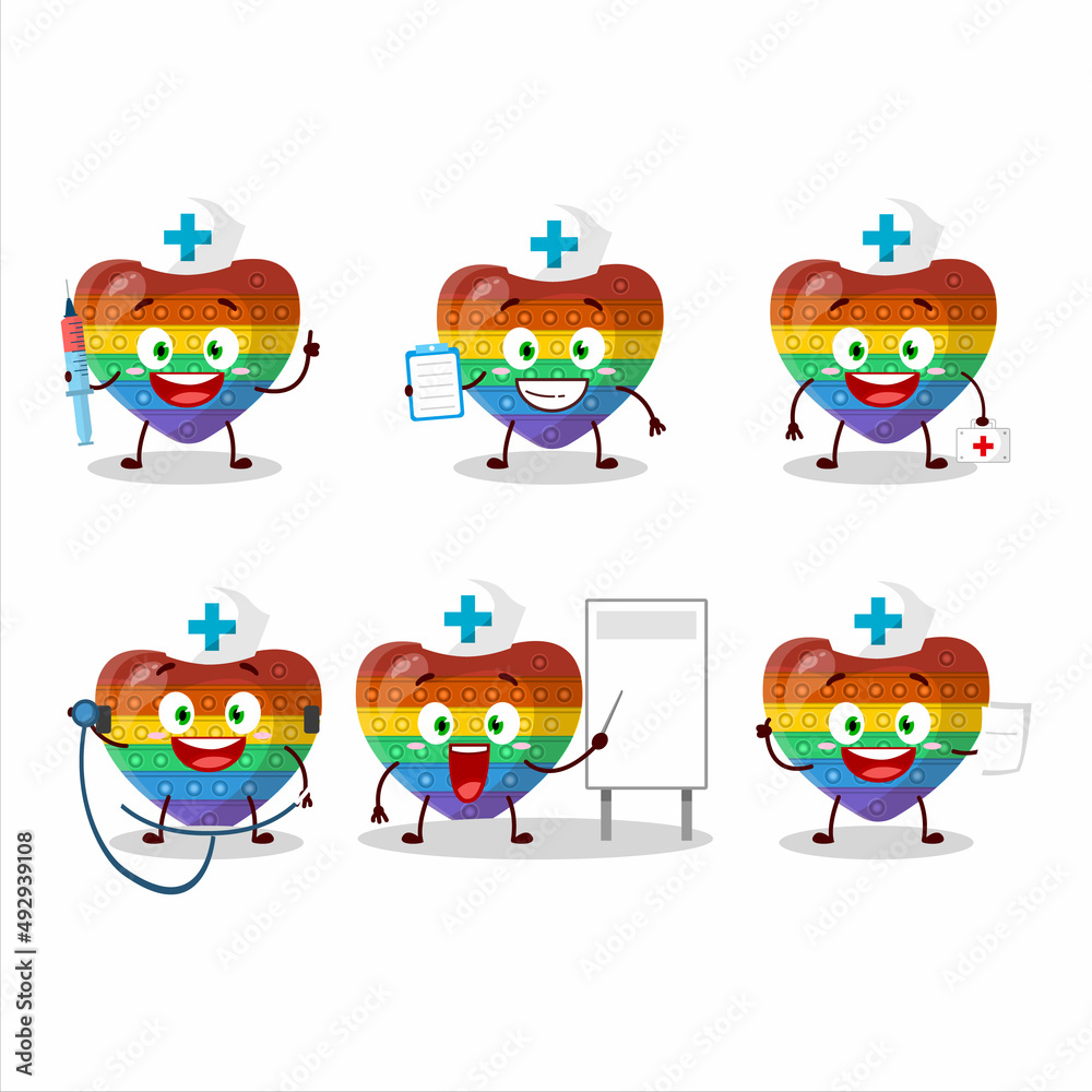 Doctor profession emoticon with pop it love cartoon character