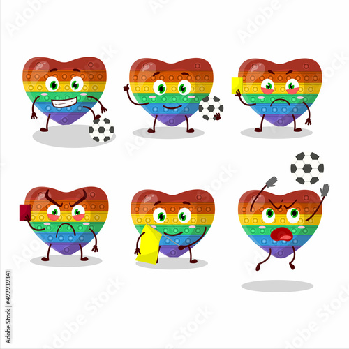 Pop it love cartoon character working as a Football referee