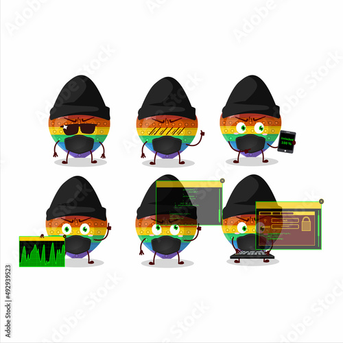 A Hacker pop it love character mascot with