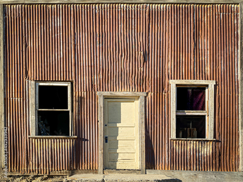 old west prairie wild west store abandoned empty building entrance door closeup vintage bank saloon mercantile