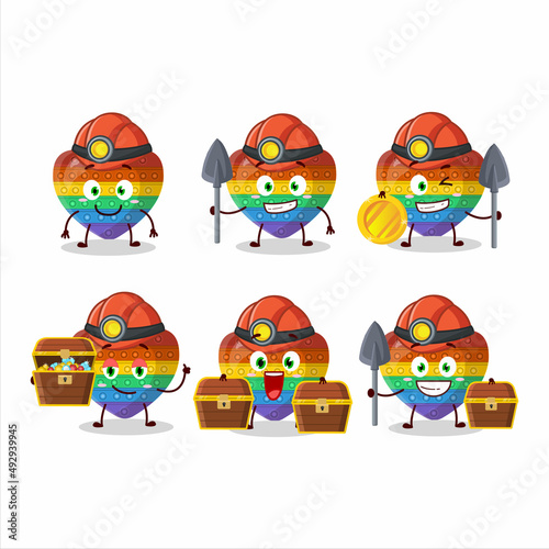 miners pop it love cute mascot character wearing helmet