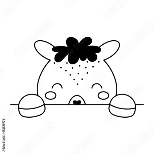 Cartoon alpaca face in Scandinavian style. Cute animal for kids t-shirts, wear, nursery decoration, greeting cards, invitations, poster, house interior. Vector stock illustration