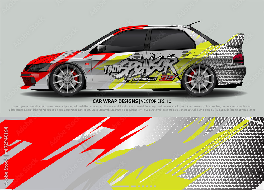 Car wrap decal design vector. abstract Graphic background kit designs for vehicle, race car, rally, livery, sport car
Car wrap decal design vector. abstract Graphic background kit designs for vehicle, race car, rally, livery, sport car
