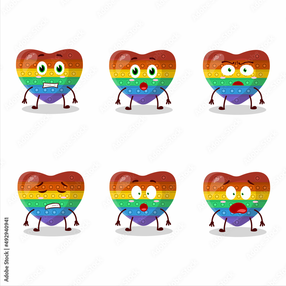 Character cartoon of pop it love with scared expression Character cartoon of pop it love with scared expression