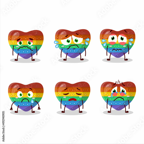 Pop it love cartoon character with sad expression