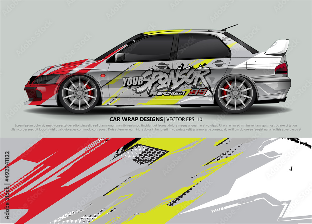 Car wrap decal design vector. abstract Graphic background kit designs for vehicle, race car, rally, livery, sport car Car wrap decal design vector. abstract Graphic background kit designs for vehicle, race car, rally, livery, sport car
