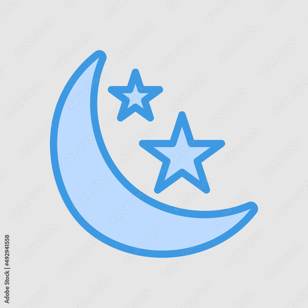 Crescent icon in blue style about ramadan, use for website mobile app presentation Crescent icon in blue style about ramadan, use for website mobile app presentation
