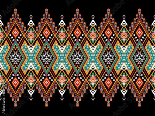Geometric ethnic flower pattern for background,fabric,wrapping,clothing,wallpaper,Batik,carpet,embroidery style.	