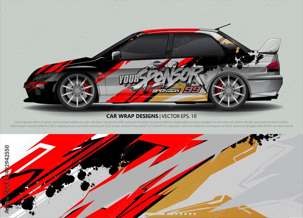 Car wrap decal design vector. abstract Graphic background kit designs for vehicle, race car, rally, livery, sport car
Car wrap decal design vector. abstract Graphic background kit designs for vehicle, race car, rally, livery, sport car