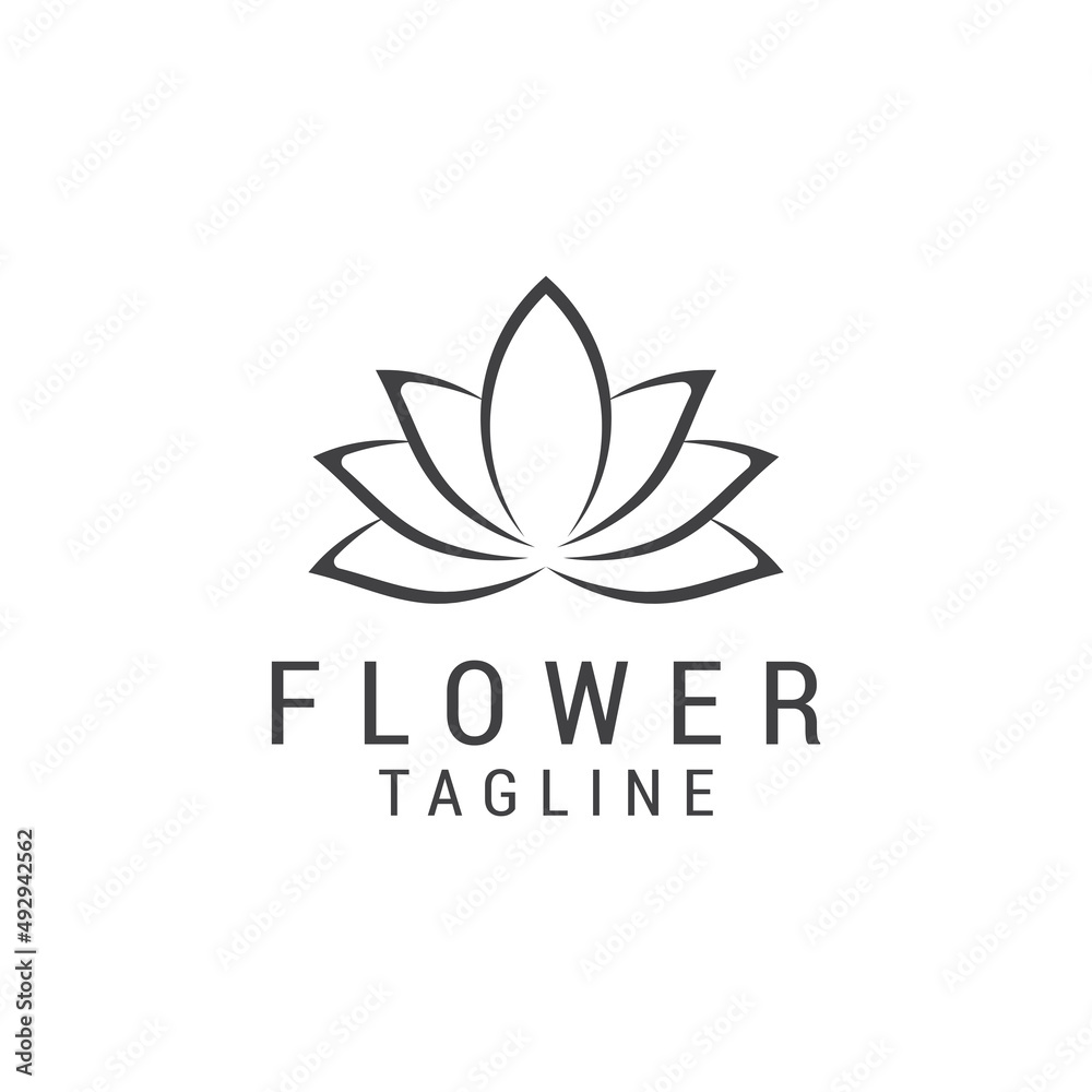 flower with line style logo design template Premium Vector